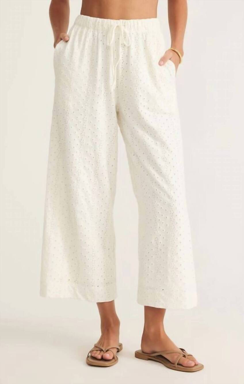 NEW Z SUPPLY romi knit eyelet pant in white